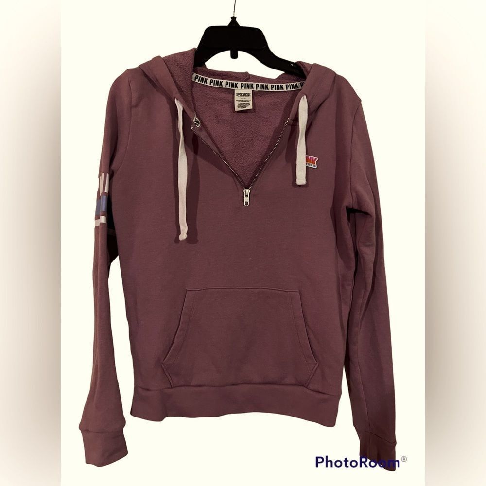 Pink VS Cropped Fleece Hoodie Small